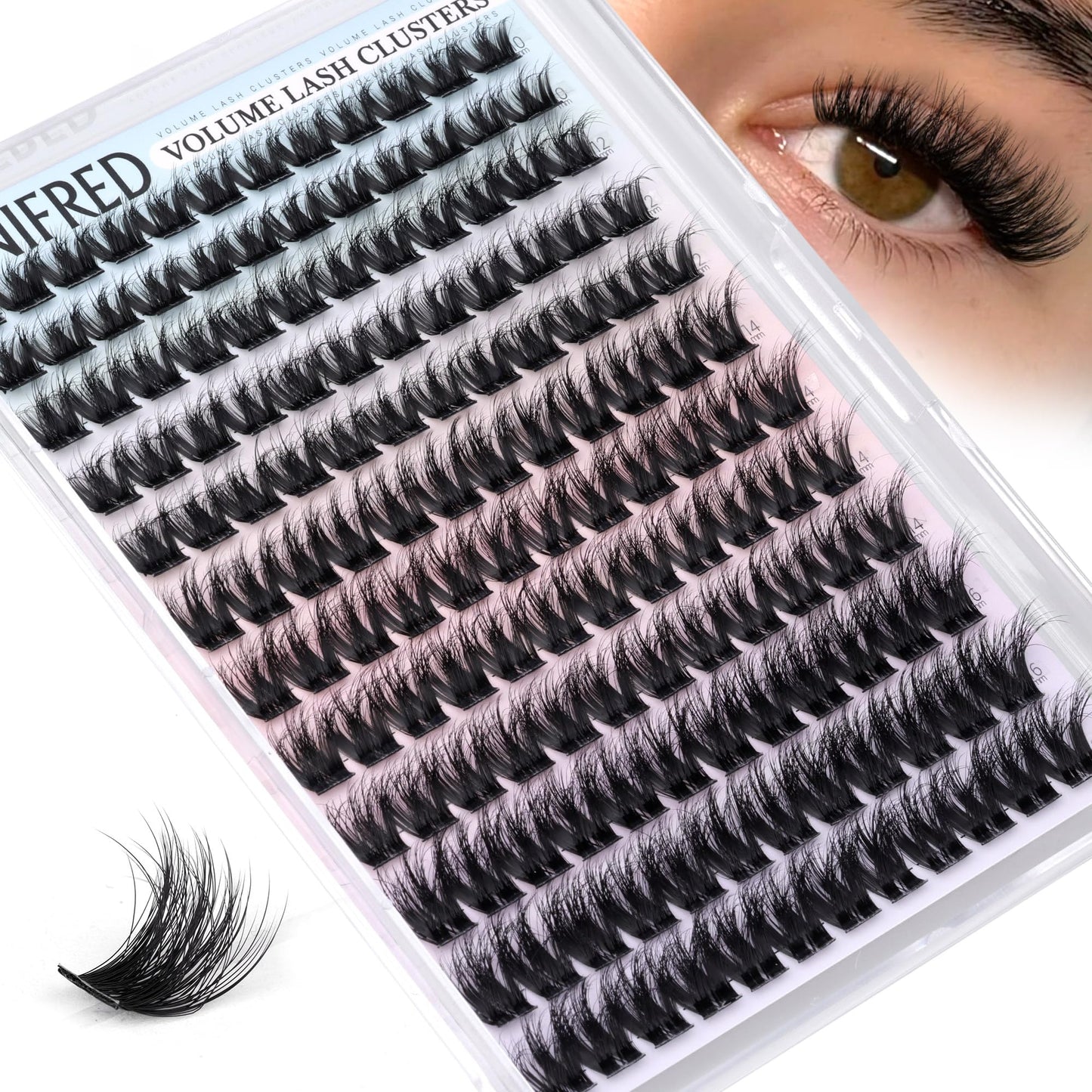 Winifred Lash Clusters Wispy Eyelash Clusters Fluffy Cluster Eyelash Extensions Medium Volume Cluster Lashes Natural DIY 10-16mm Wide Band Lash Extensions Lightweight Hyrid Faux Mink Individual Lashes
