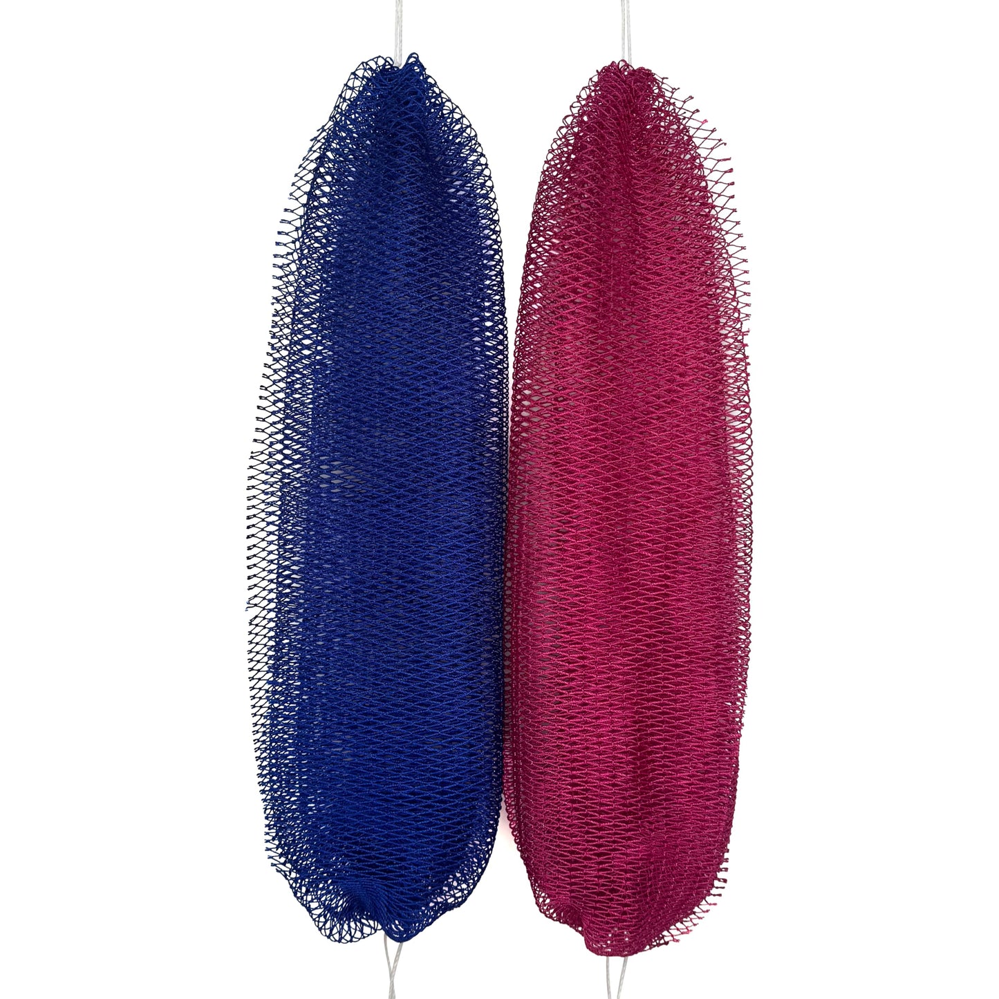 Rominetak African Net Sponge Authentic, 2 Pieces African Exfoliating Net Sponge with Knots, Quick-Drying Body Scrub Net, Bath Washcloth Loofah for Women and Men (Navy Blue+Rose)