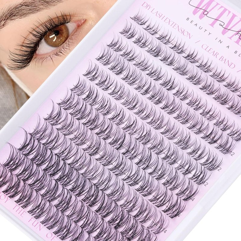 Natural Lash Clusters - Venus Wispy Eyelash Extensions | Invisible Thin Band, 8-16mm DIY Individual Lashes for a Natural Look