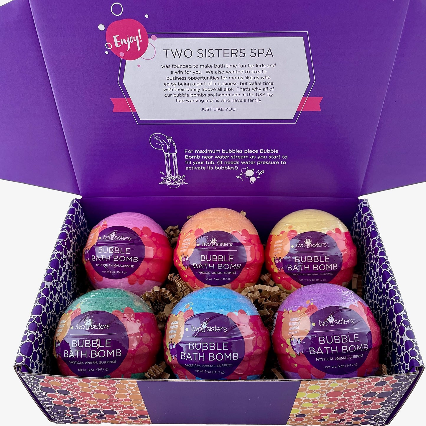 Mystical Bath Bombs for Girls and Boys with Surprise Toys Inside (6 Pack) - Large Bubble Bath Bombs for Kids - Fruity Scents, Fizzies, Made in USA, Mystic Animal - Ideal Holiday Gift by Two Sisters