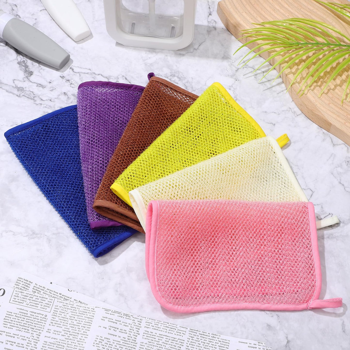 Healifty 8 Pcs Exfoliating Washcloth Soft Weave Nylon Massage Bath Towel Sponge Loofah Body Scrub Back Scrubber for Shower Cloth for Women and Men,5 Colors