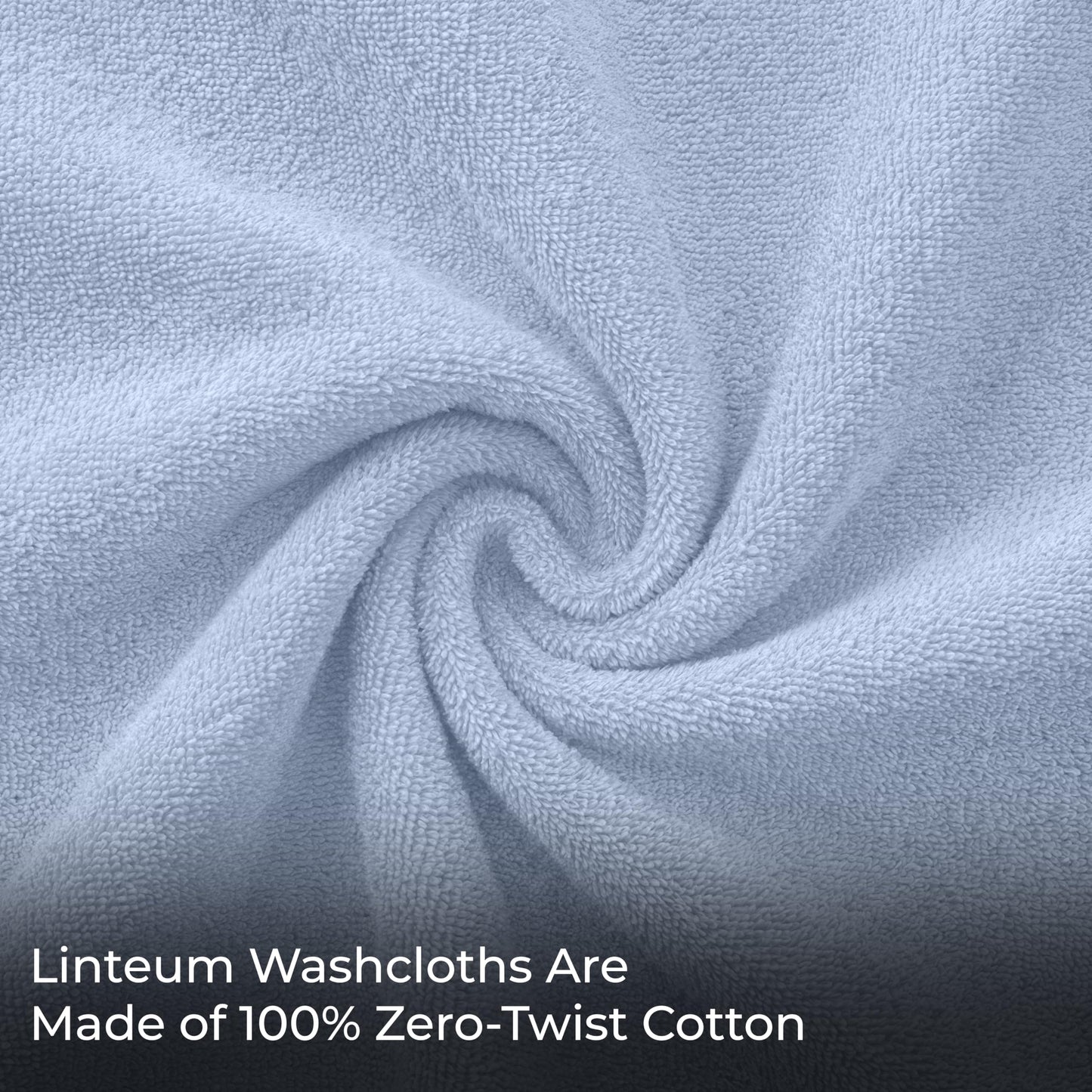 Linteum Textile Supply Premium 12x12 Washcloth (Light Blue) – 100% Cotton Zero Twist Towels | Absorbent, Quick Dry, Durable for Bathroom, Spa, Gym (12 Pack)