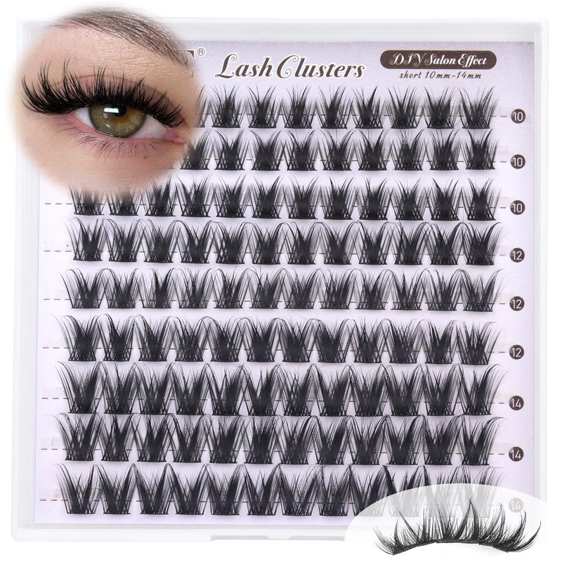 ALICE Lash Clusters Wispy Eyelash Clusters Short 10-14mm Cluster Eyelash Extensions Natural Volume Lash Extensions Thin Band DIY Individual Lashes