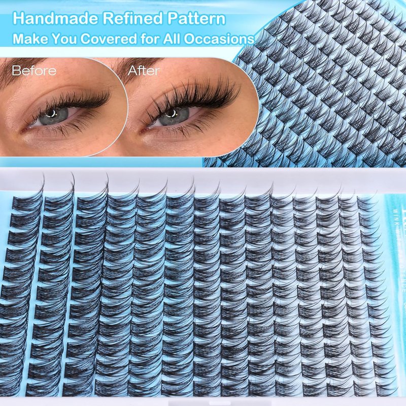 Pawotence Wispy Lash Clusters - Natural Individual Eyelash Extensions | 154pcs, 8-16mm Soft & Comfortable
