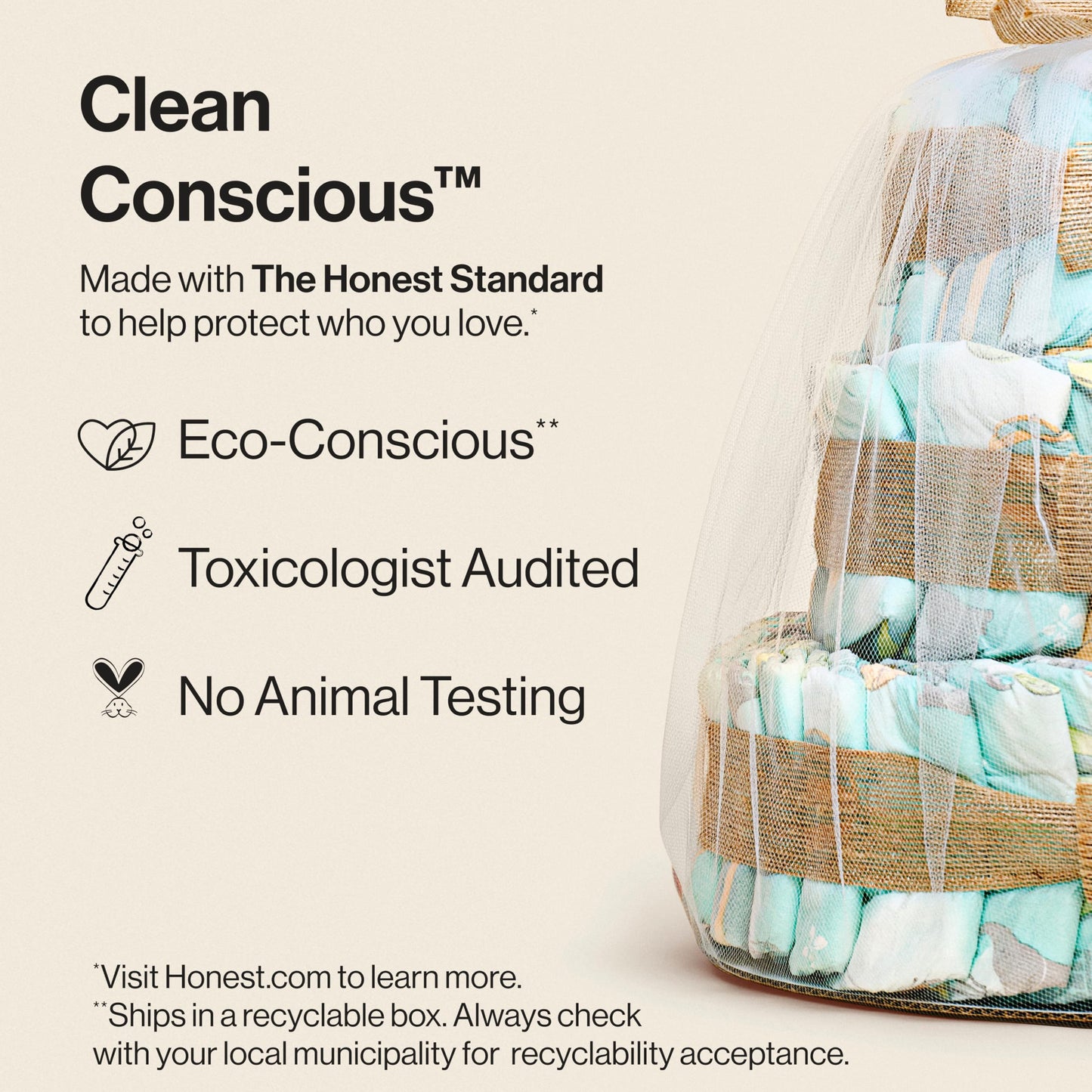 The Honest Company Deluxe Diaper Cake Diapers Baby Personal Care Plant-Based Wipes Barnyard Babies Size 1 8-14 lbs 70 Count