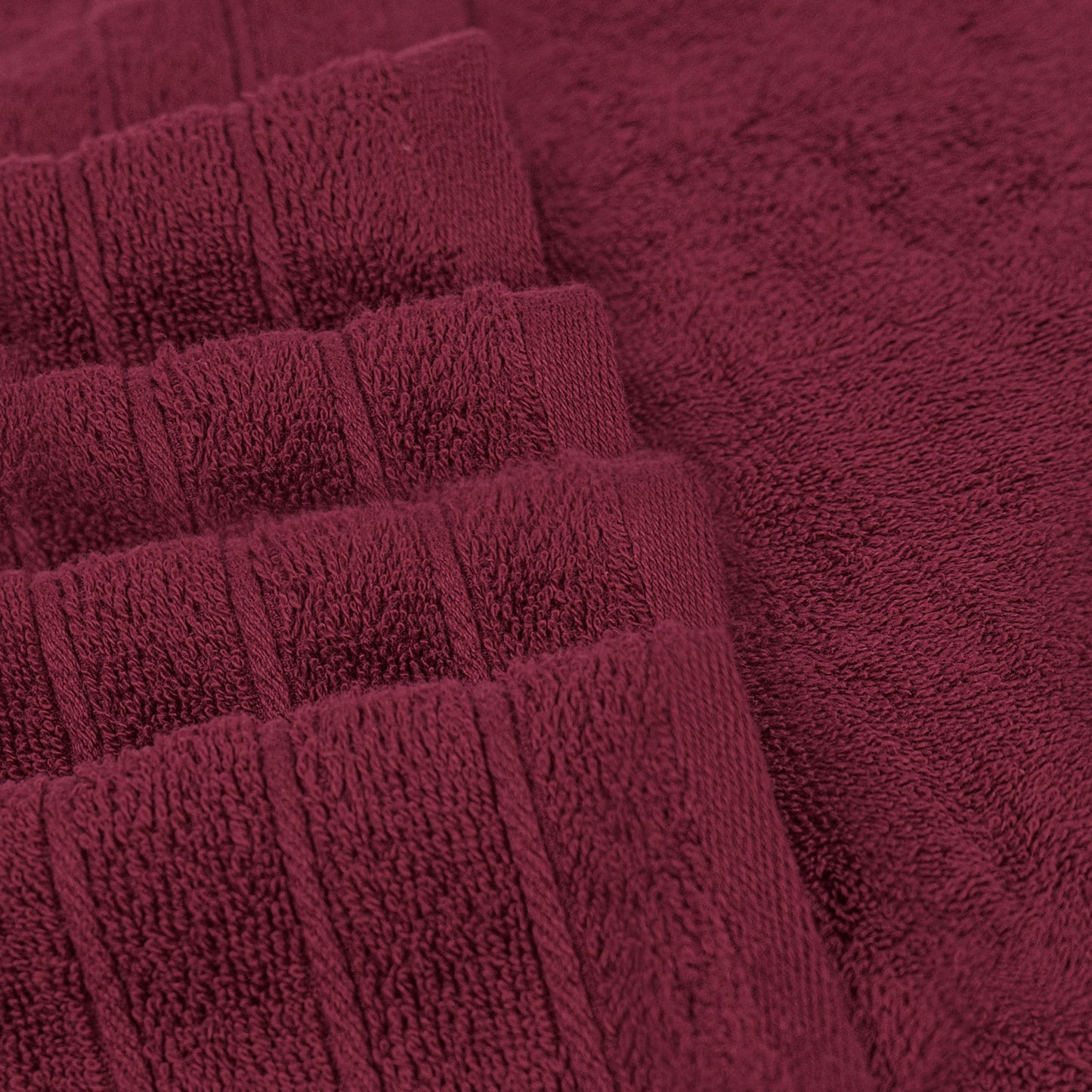 Tens Towels Pack of 8 Towels Set, 2 Extra Large Bath, 2 Hand, 4 Washcloths, 100% Cotton, Lighter Weight, Quicker to Dry, Super Absorbent, Perfect for Bathroom, Burgundy