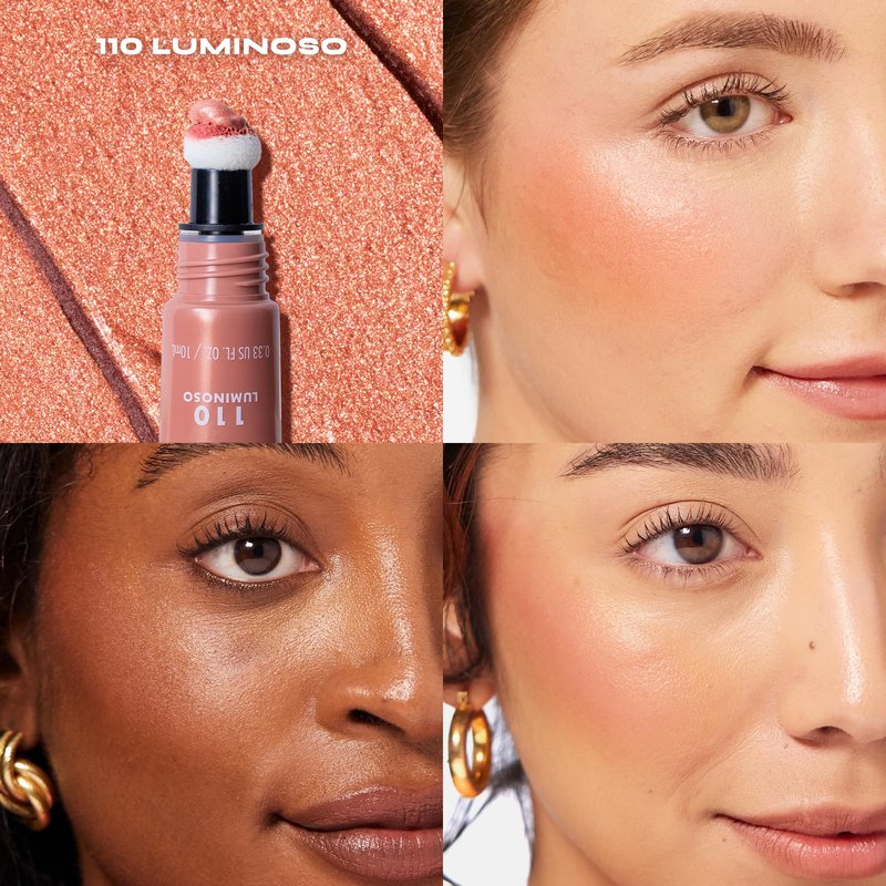 Milani Cheek Kiss Liquid Blush + Glow, Creamy 2-in-1 Blush for Cheeks and Highlighter Makeup for Dewy, Radiant Finish- 110 Luminoso
