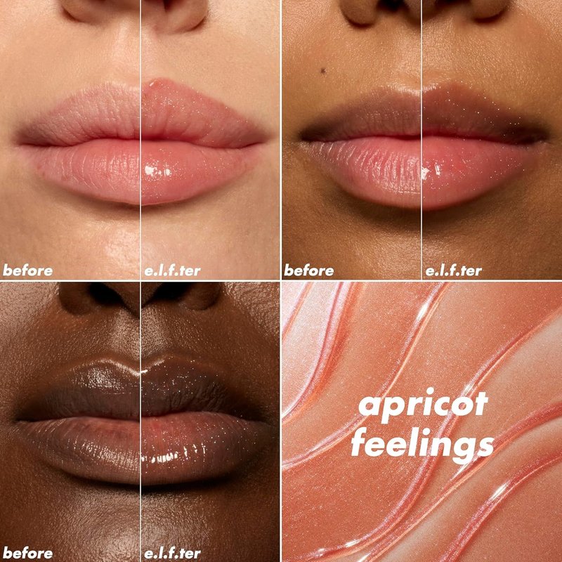 e.l.f. Glow Reviver Plumping Lip Oil - Tinted Lip Plumper for High-Shine, Plump Finish | Vegan & Cruelty-Free, Apricot Feelings