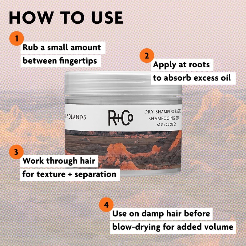 R+Co Badlands Dry Shampoo Paste | Part Dry Shampoo, Part Styling Paste | Adds Texture, Absorbs Oil, Matte Finish | 2.2 oz