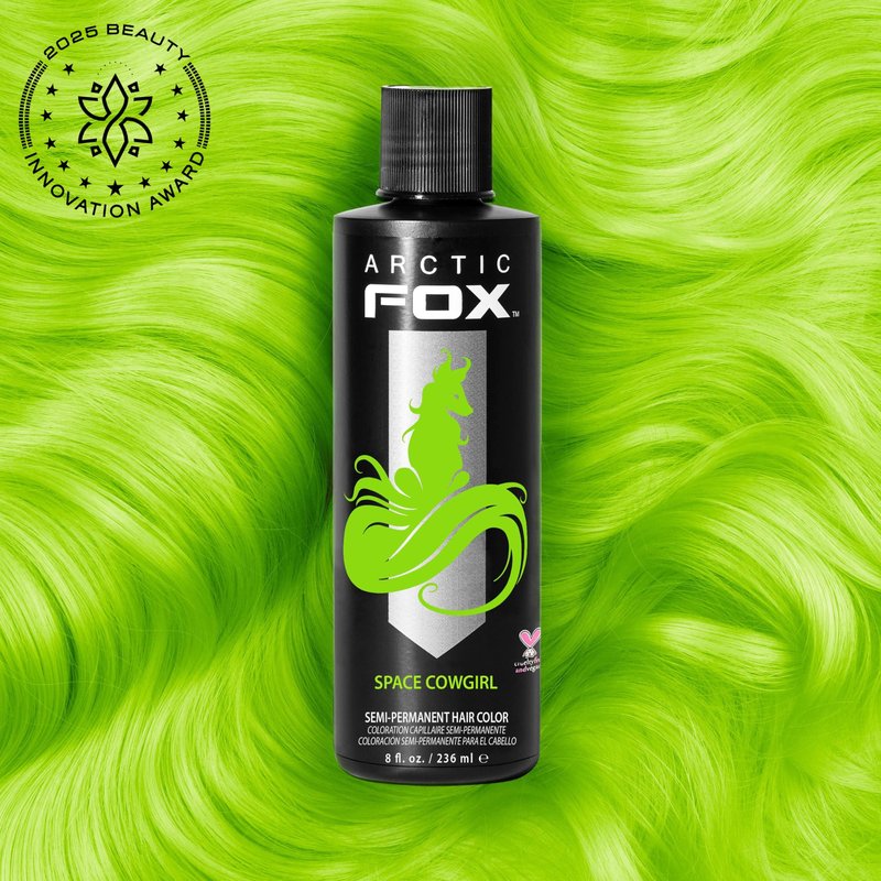 Arctic Fox Semi-Permanent Hair Dye, Vegan & Cruelty-Free, Ammonia-Free, Conditioning, Vibrant Green Hair Color, Space Cowgirl, For Pre-Lightened Hair, 8 Fl Oz