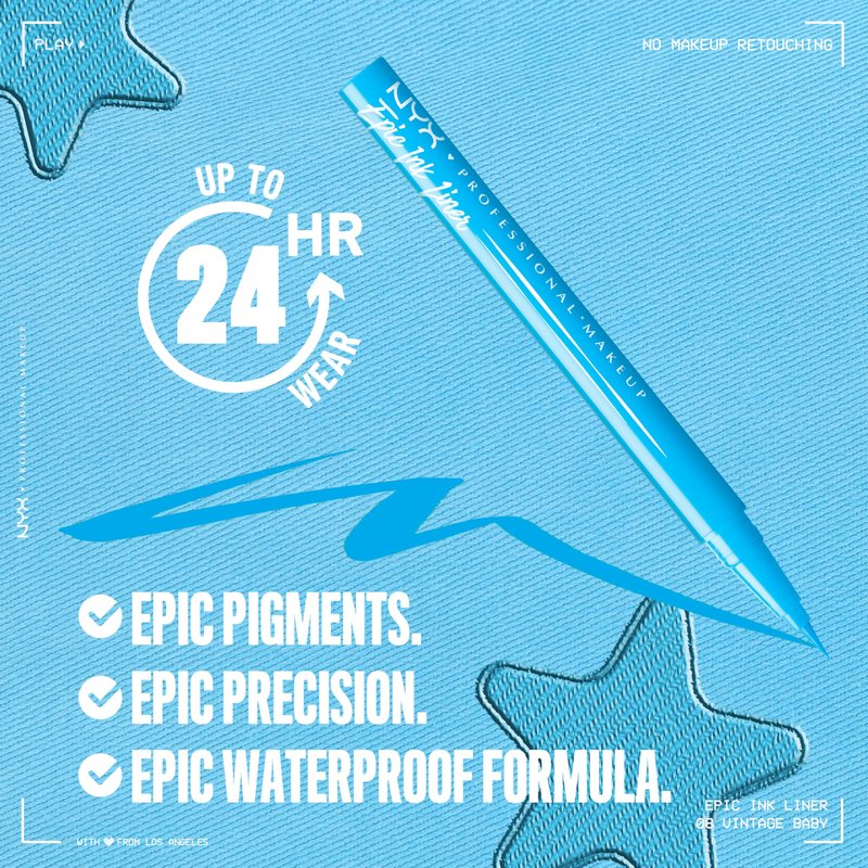 NYX PROFESSIONAL MAKEUP Epic Ink Liner, Waterproof Matte Liquid Eyeliner with Vegan Formula - Vintage Baby (Baby Blue)