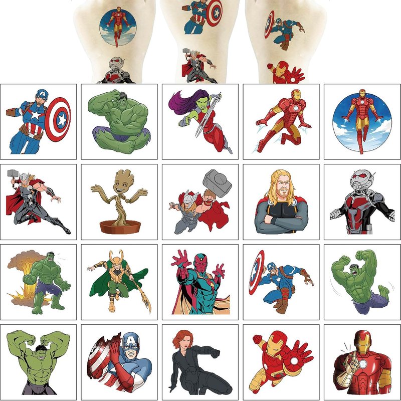 Cartoon Avenger Temporary Tattoos for Kids - 40 Sheets of Fun Party Favors | Perfect for Birthdays, Rewards & Activities