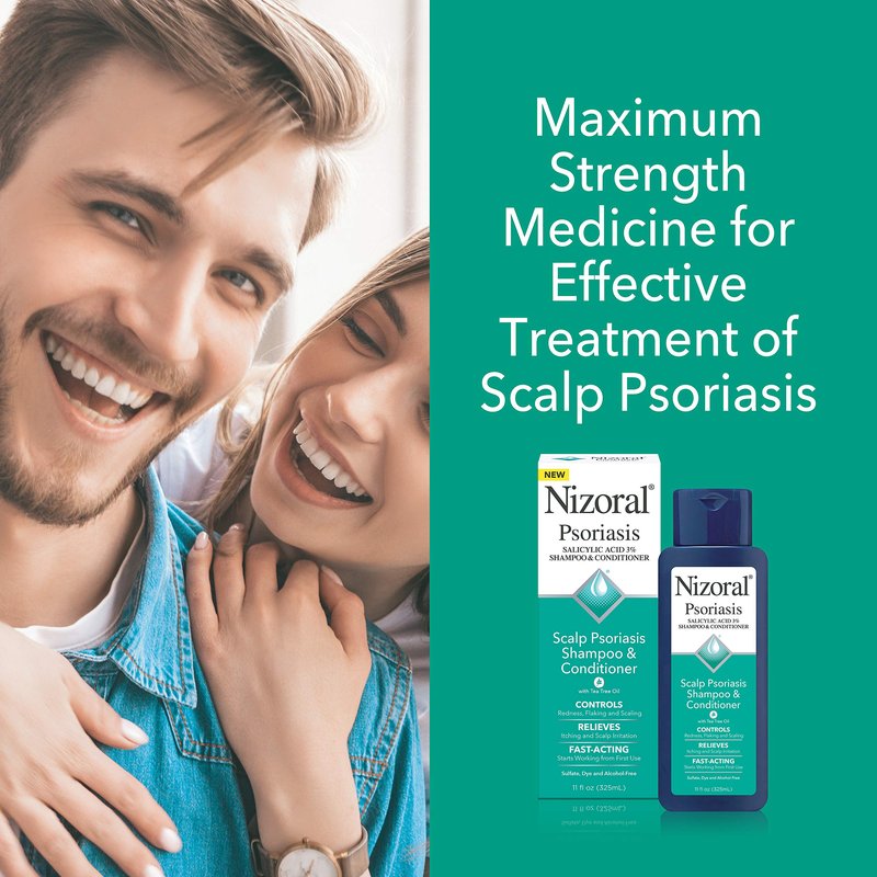Nizoral Psoriasis Shampoo & Conditioner, 11 Oz, Gentle Scalp Treatment, Relieves Itching and Flaking, Redness and Scaling Effective Scalp Psoriasis Shampoo with Salicylic Acid and Tea Tree Oil