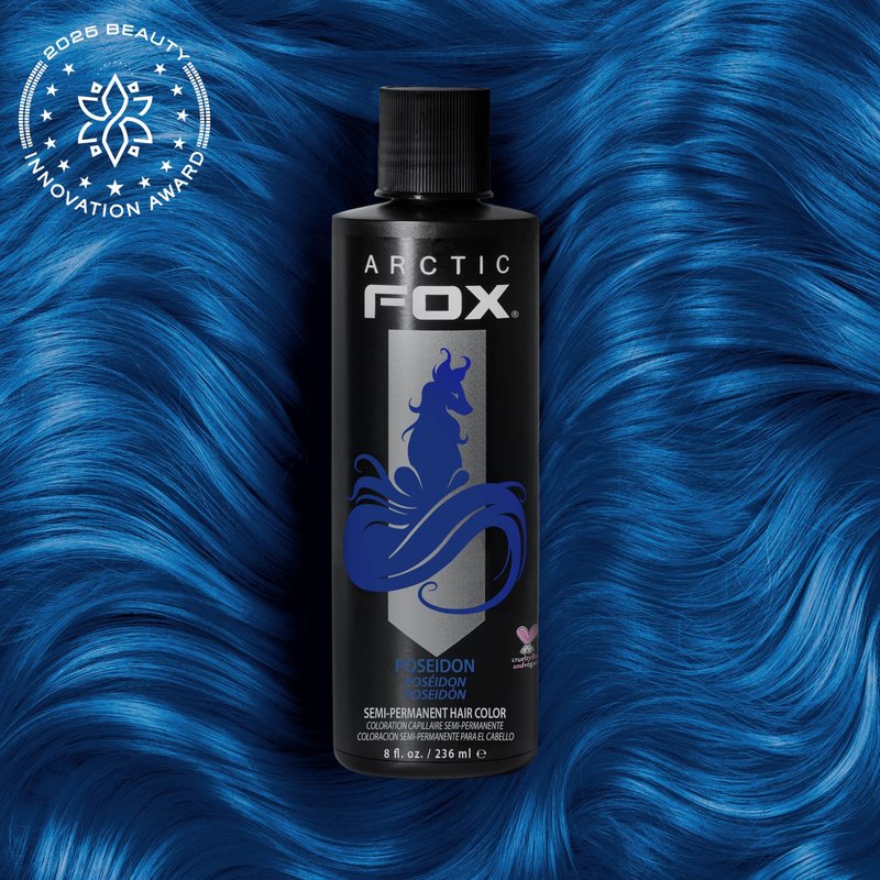 Arctic Fox Semi-Permanent Hair Dye, Vegan & Cruelty-Free, Vibrant Blue Color, Ammonia-Free, Peroxide-Free, Conditioning Formula, Poseidon, 8 Fl Oz (Pack of 2)