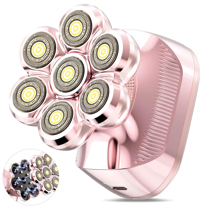 HEBECA 7D Electric Shaver for Women – Upgraded Electric Razor for Women with Rotary Floating Magnetic Head, Detachable and Waterproof, Painless Hair Remover for Legs, Bikini, Face, Sensitive Skin