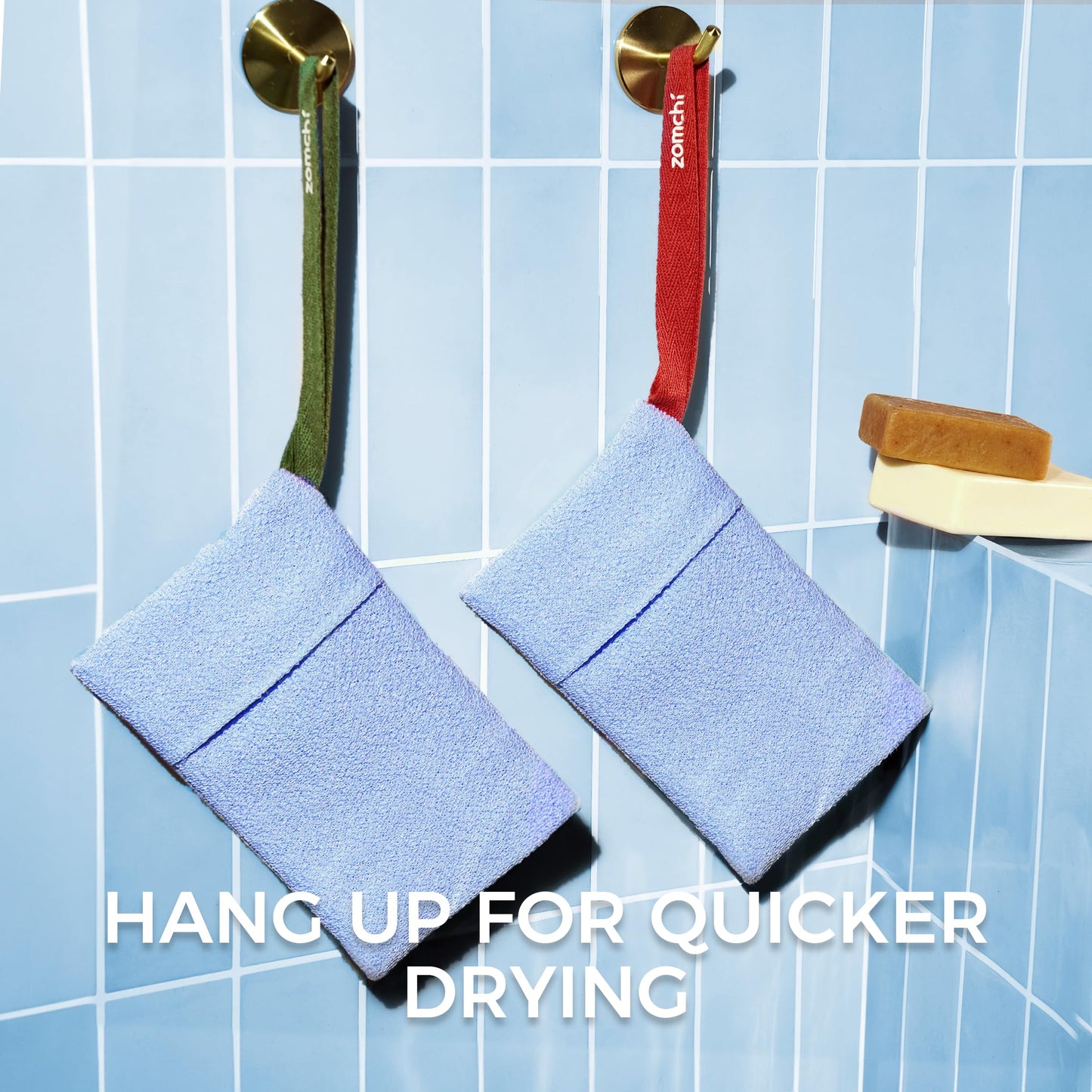ZOMCHI 2 Pieces Soap Bags for Soap Bars, Exfoliating Soap Saver Pouch for Body Wash, Gentle Exfoliation (Blue)