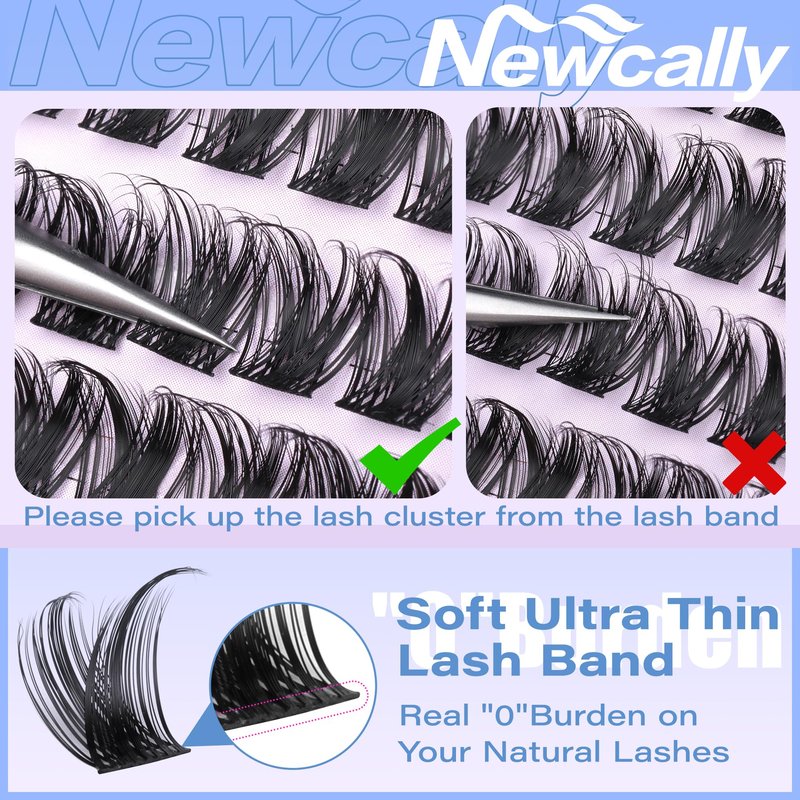 Lash Clusters Wispy Lash Extension D-curly Eyelash Clusters Natural Look 10-18mm Cluster Eyelash Extensions 144Pcs Volume Individual Lashes Spiky Cluster Lashes Manga by Newcally
