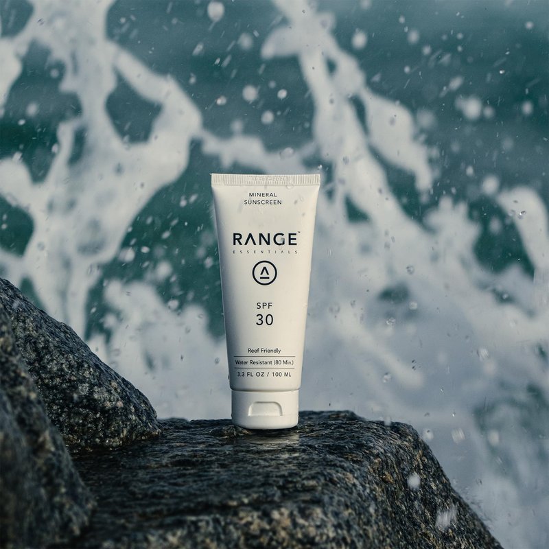 Range Essentials Unscented Mineral Sunscreen Lotion SPF 30, Reef-Safe, Travel Size, Fragrance-Free, Zinc Oxide, Broad Spectrum, Water-Resistant 80 Minutes, UVA UVB Protection, Face Body, 3.3oz (100mL)