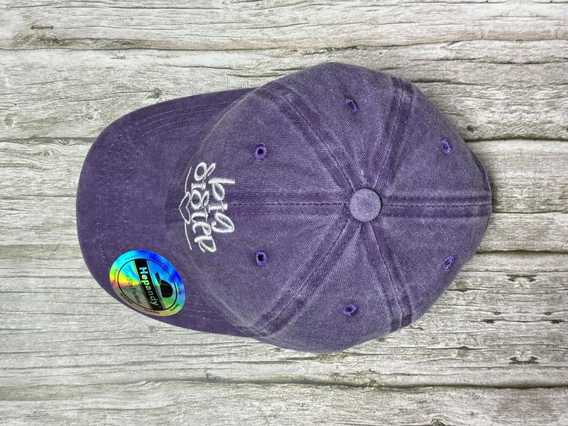 Hepandy Big Sister Gifts for Girls, Washed Purple Embroidered Baseball Cap for Children, Adjustable Snapback Hat Dad Hat for Kids Child