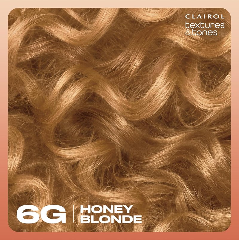 Clairol Textures & Tones Permanent Hair Dye - 6G Honey Blonde | Ammonia-Free, Moisture-Rich Formula with Argan & Olive Oil