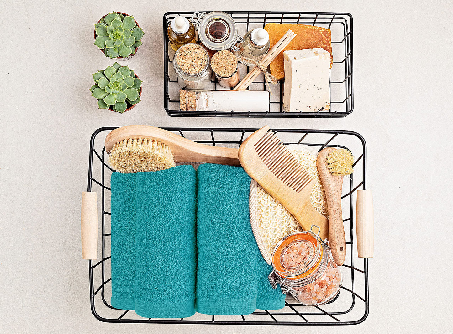 Utopia Towels 24 Pack Cotton Washcloths Set, 100% Ring Spun Cotton, Premium Quality Flannel Face Cloths, Highly Absorbent and Soft Feel Fingertip Towels, Turquoise