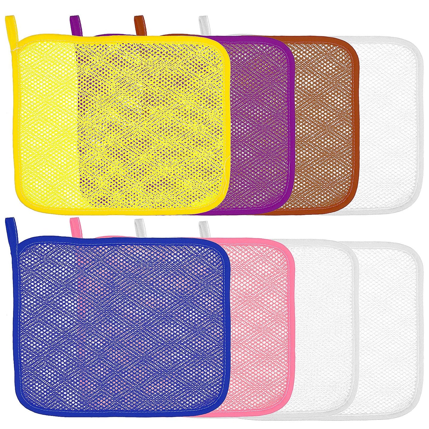 Healifty 8 Pcs Exfoliating Washcloth Soft Weave Nylon Massage Bath Towel Sponge Loofah Body Scrub Back Scrubber for Shower Cloth for Women and Men,5 Colors
