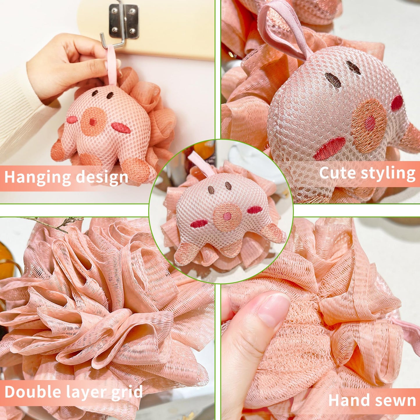 Shower Loofah Sponges for Kids,Frog and Octopus Shape Toddler Bath Exfoliating Body Scrubber Mesh Loofahs Sponge[2 Pack],Luffa Designed specifically for Babies, Women, Boys, and Girls