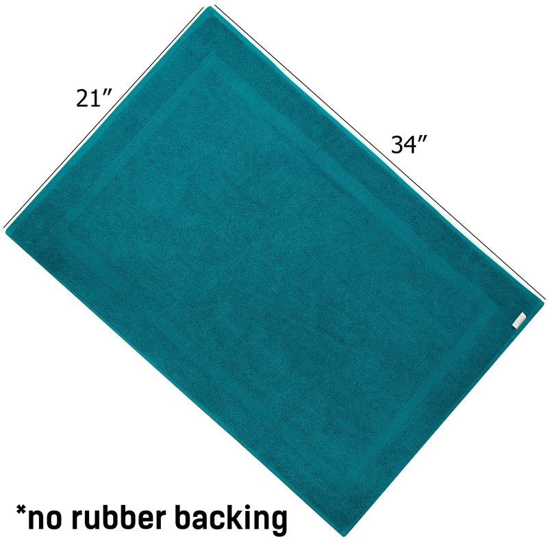 COTTON CRAFT Bath Tub Mats - 4 Pack 100% Cotton Ultra Absorbent Low Lint Plush Heavyweight 1000 GSM Luxury - Hotel Spa Shower Bathroom Towel Rug Step Out Floor Mat - Not a Bathroom Rug - 21x34 - Teal