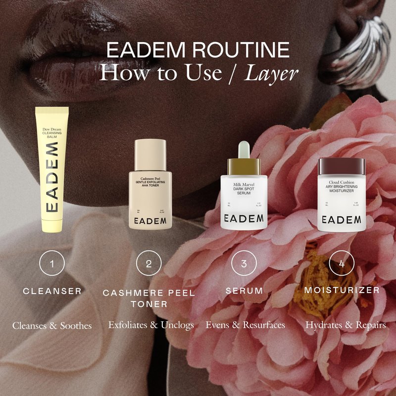 EADEM Gentle Exfoliating AHA & PHA Toner, Milky Rice Toner Exfoliant with Lactic, Azelaic, & Tranexamic Acid, Rice Water AHA Exfoliator & Pore Minimizer for Face and Body, 5.0 oz, Cashmere Peel