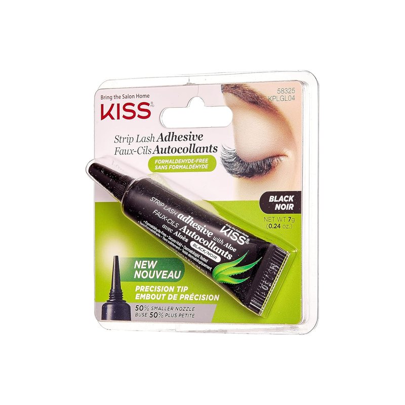KISS Black Strip Lash Adhesive - Aloe Infused, Dermatologist Tested, 0.24 Oz | Latex Free, Secure Hold