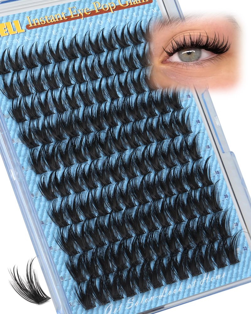 Pleell Lash Clusters Spikes Eyelash Clusters 14-22mm Wispy Lashes Clusters Manga Cluster Eyelash Extensions Bunny Cluster Lashes D-Curly Natural Volume Eyelashes Clusters