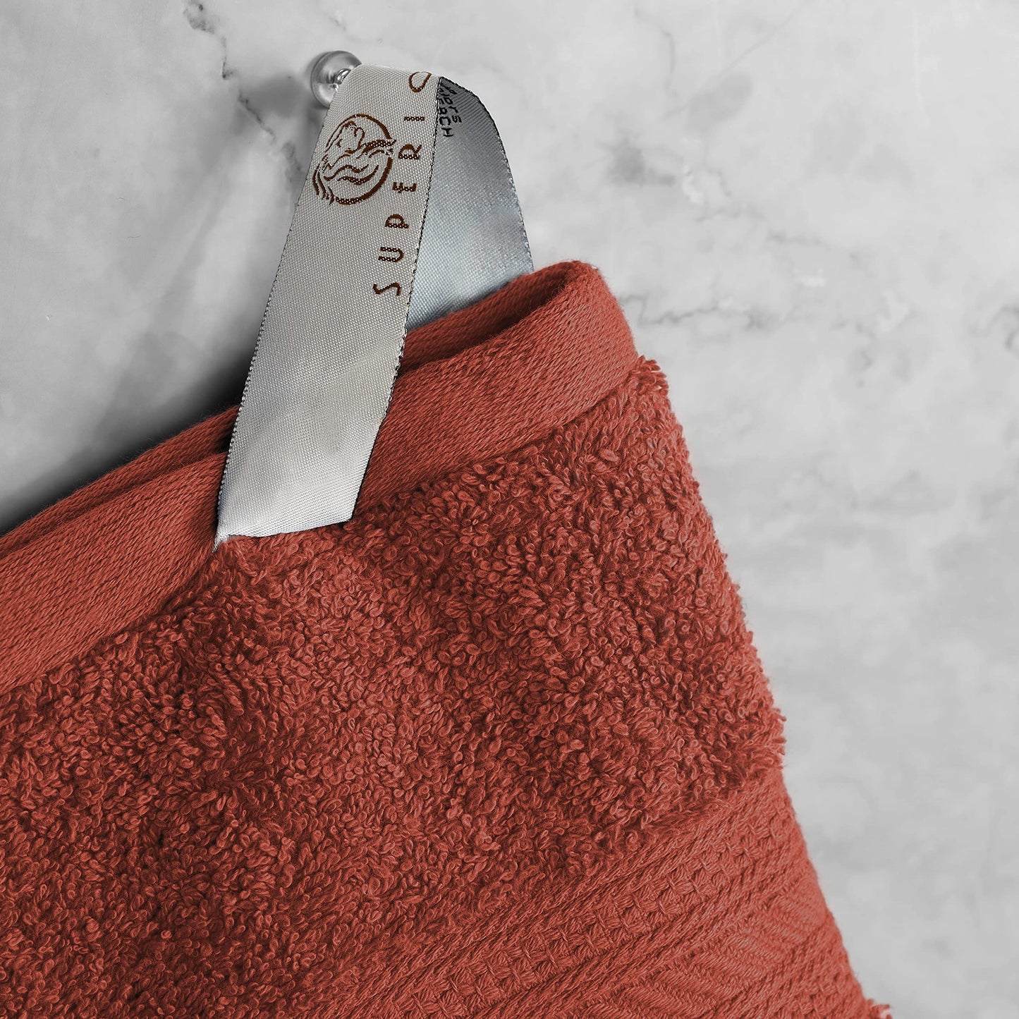 Superior Long Staple 100% Combed Cotton 700GSM 8-Piece Solid Towel Set for Bathroom, Shower-Super Soft, Plush, Assorted 8-Piece Towels, 4 Face/Washcloths, 2 Hand Towels, 2 Bath Towels, Hot Chocolate