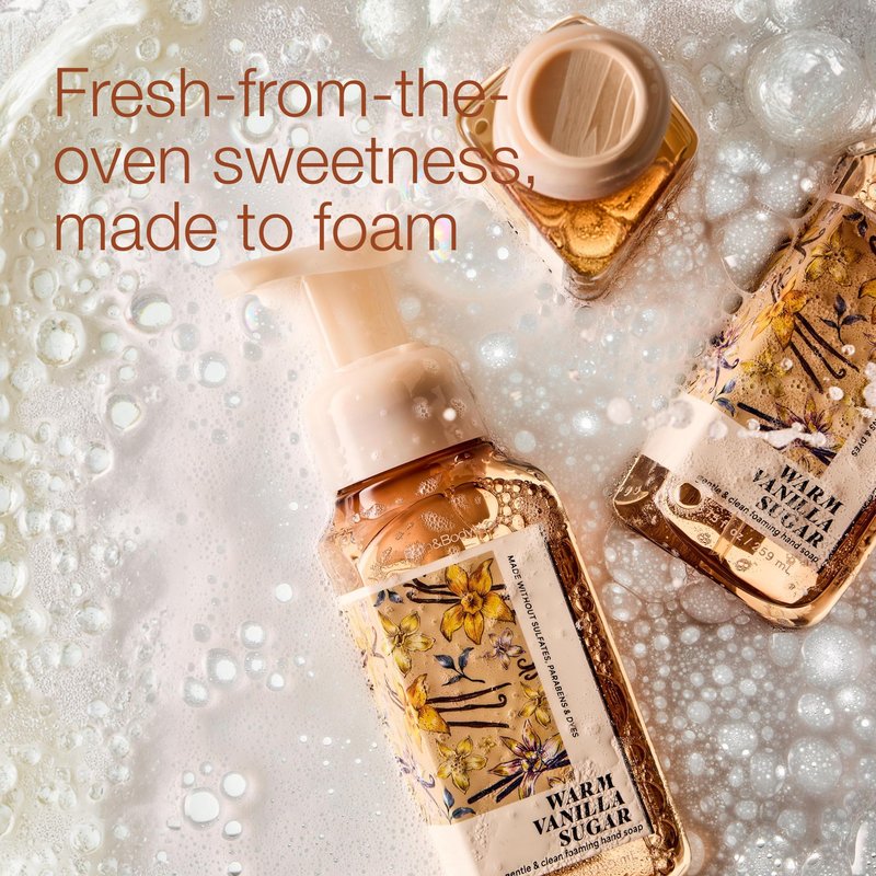 Bath & Body Works Warm Vanilla Sugar Gentle & Clean Foaming Hand Soap - Germ-Cleansing Hand Soap with Gentle Cleansing & Conditioning Formula - Dermatologist Approved - Thoughtful Gift - 3-Pack