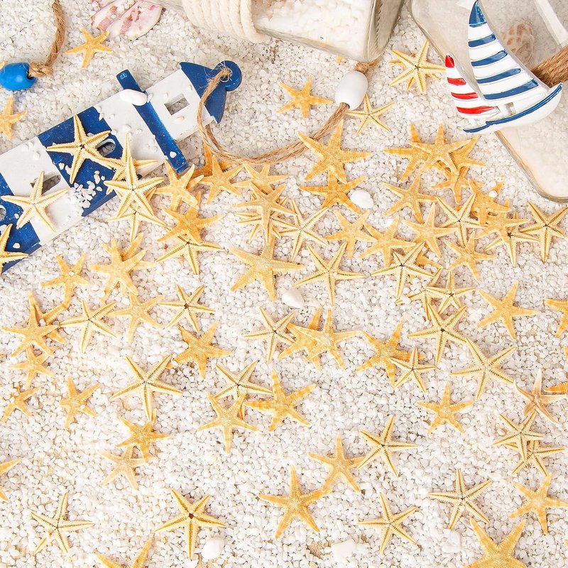 Natural Small Starfish for Crafts - 100 PCS Mini Starfish Decor | 0.4" to 1" for Beach Weddings & DIY Projects