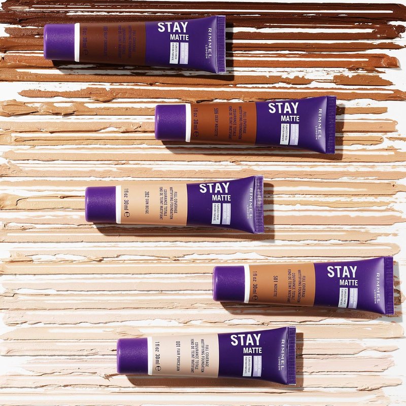 Rimmel London Stay Matte Liquid Mousse Foundation - Oil-Free, Shine Control, Lightweight | 201 Classic Beige, 1oz