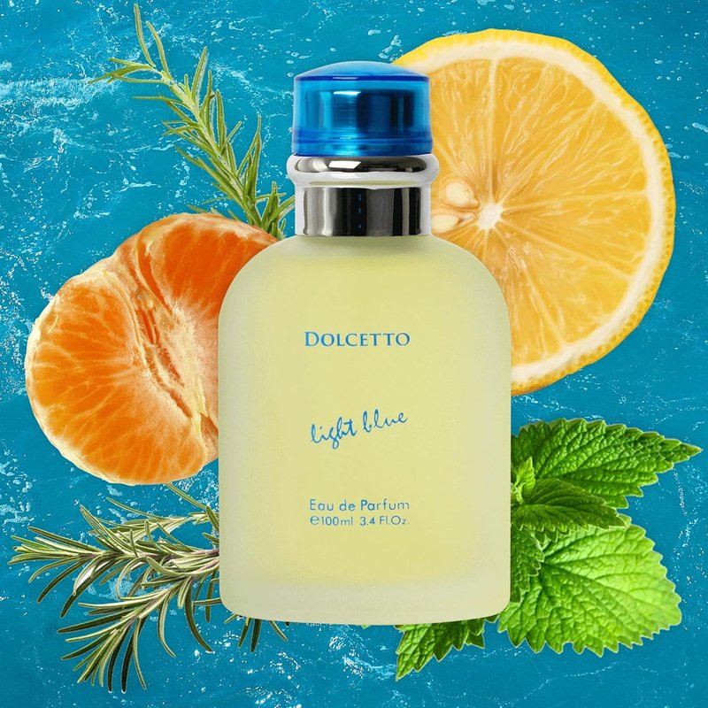 NovoGlow Dolcetto Light Blue Eau De Parfum for Men | 3.4 Fl. Oz. Woody Floral & Aquatic Scent, All-Day Freshness