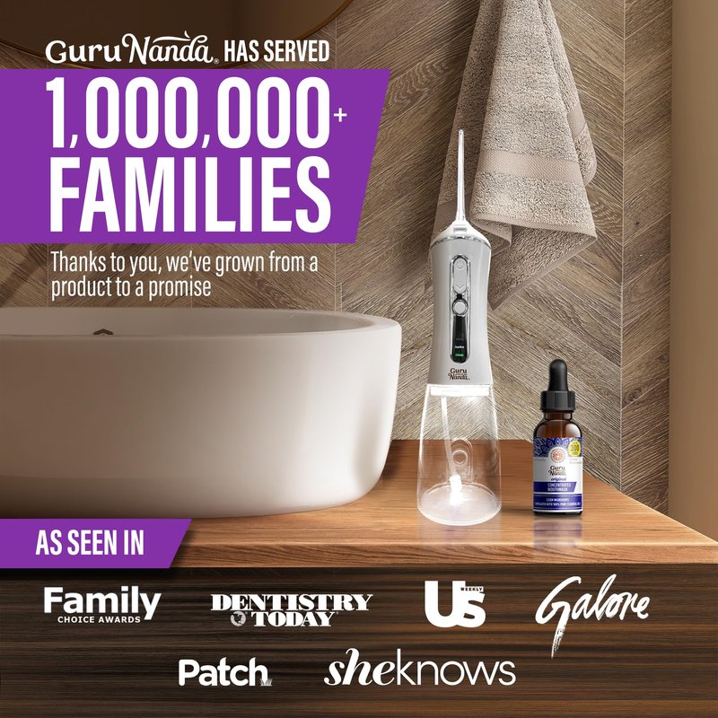 GuruNanda Advanced Water Flosser 2.0 with UV Mode & Concentrated Mouthwash Duo - Fresh Breath & Thorough Plaque Removal for a Brighter Smile