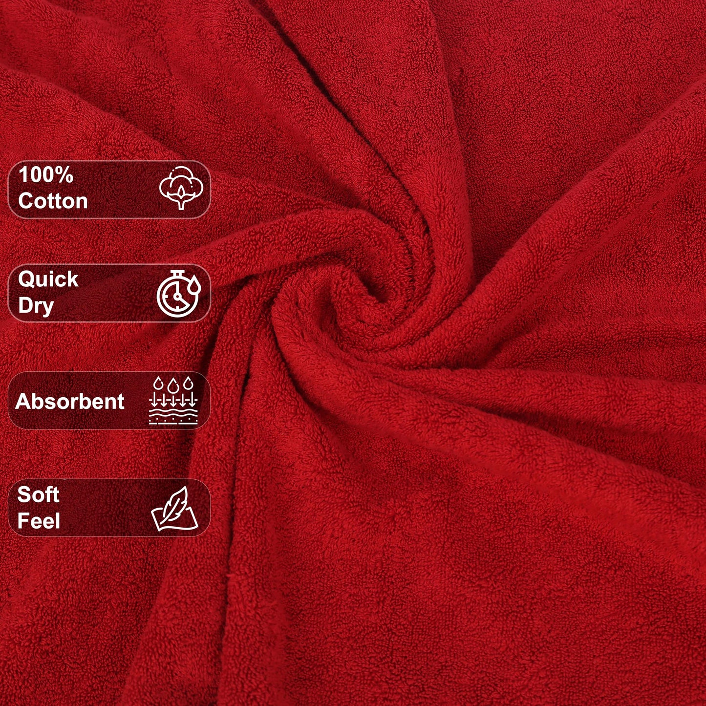 GOLD TEXTILES Premium Bath Towels Set (Pack of 4,27 x 54) 100% Ring-Spun Cotton Bathroom Towels for Hotel, Spa, Soft and Absorbent (27 x 54, Red - 4 Pcs)