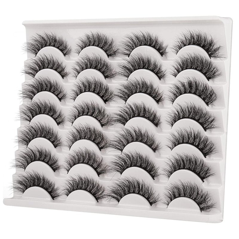 Skiennix 15mm 3D Mink False Eyelashes - Natural Look Wispy Cat Eye Style | 14 Pairs Pack