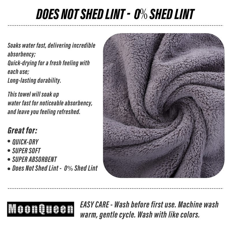 MOONQUEEN 6 Pack Premium Hand Towels - Quick Drying - Microfiber Coral Velvet Highly Absorbent Towels - Multipurpose Use as Hotel, Bathroom, Shower, Spa, Hand Towel 16 x 28 inches (Light Grey)
