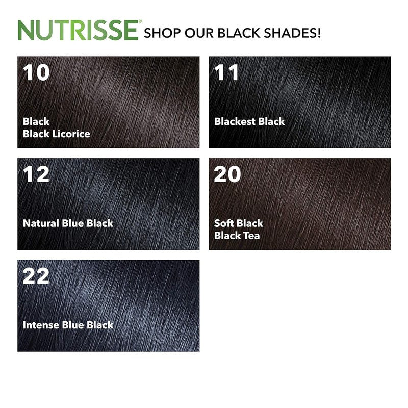 Garnier Nutrisse Nourishing Color Crème - 20 Soft Black (Black Tea) | 3-Pack for Vibrant Color