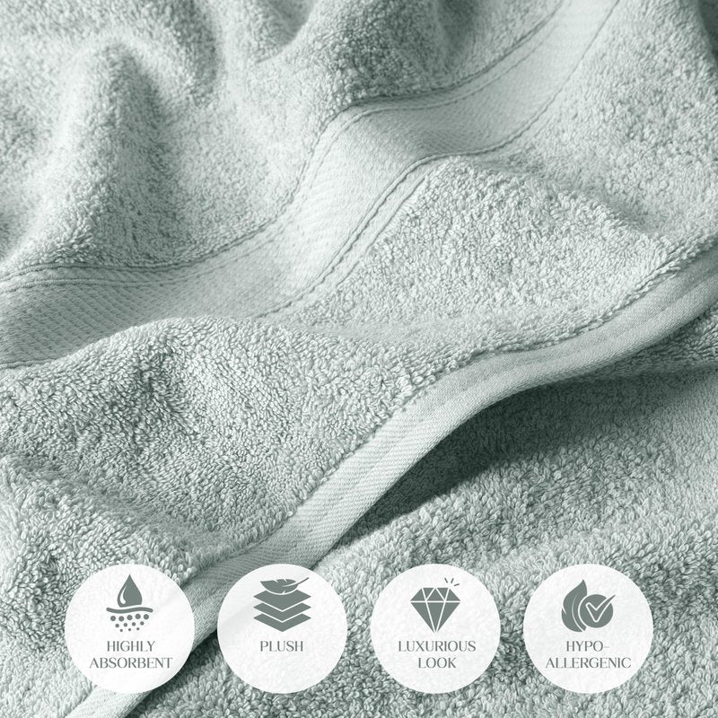 SUPERIOR Egyptian Cotton Plush & Absorbent, Bath Towel Set of 2, Sea Foam