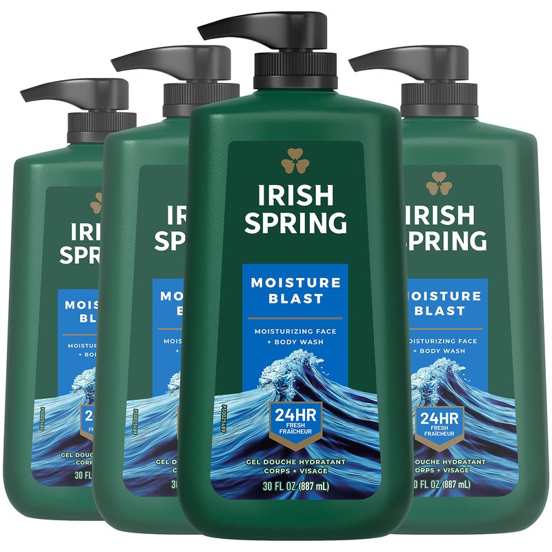 Irish Spring Moisture Blast Body Wash, 30 Oz Pump (Pack of 4)
