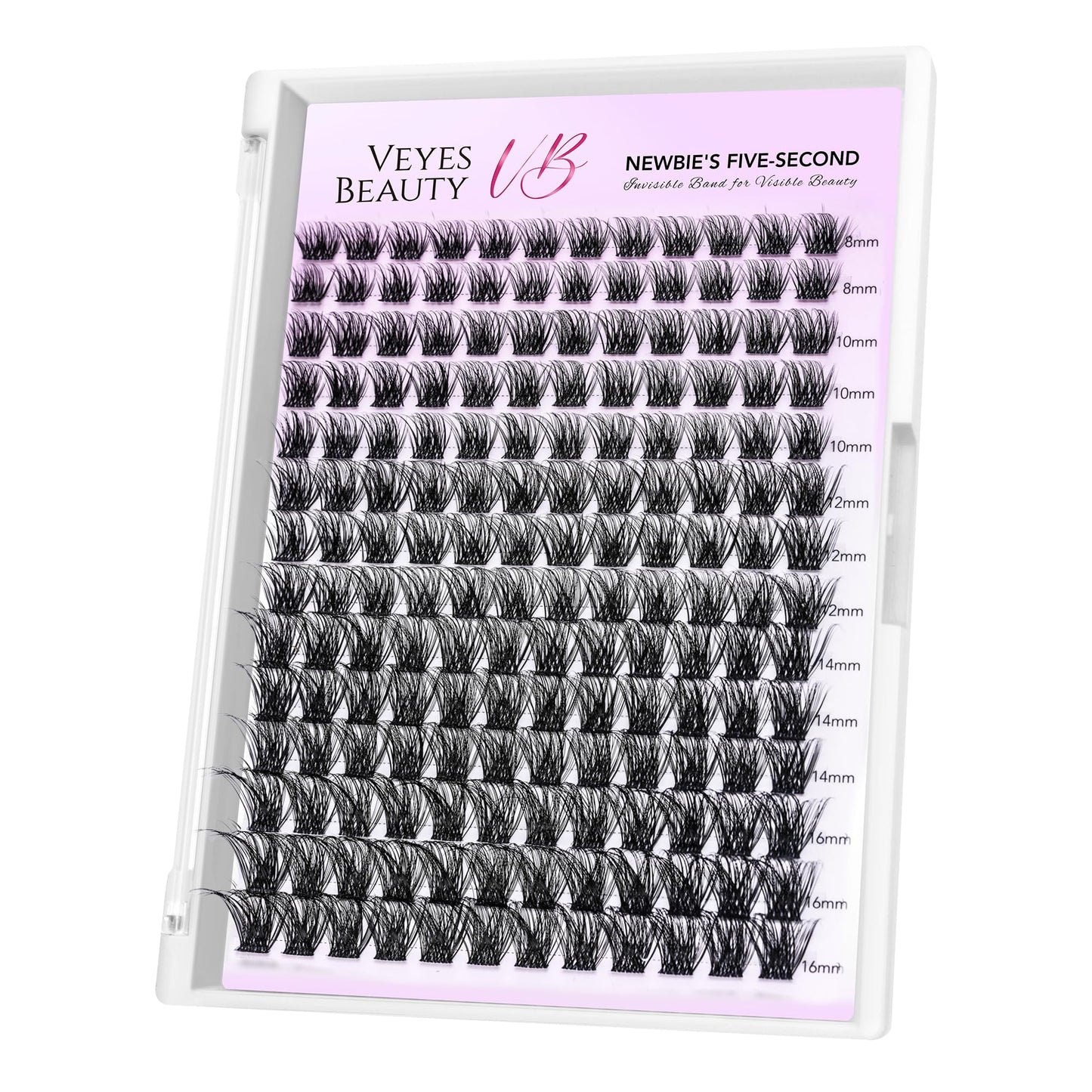 VEYESBEAUTY Lash Clusters Individual Eyelash Extensions Thin & Invisible Band DIY False Eyelashes for Self-application Newbie's Five-Second Series Wispy Lash Tray, Siren 8-16mm Mixed Length