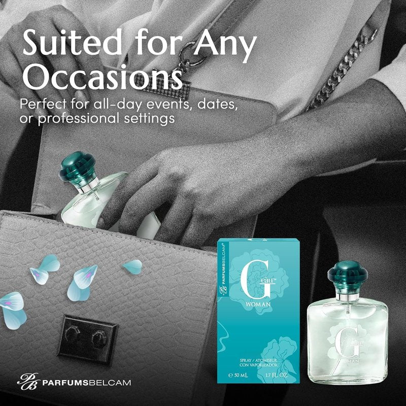 PB ParfumsBelcam G eàu Woman Eau De Parfum Spray for Women – 50 mL Affordable Long Lasting Perfume with Fresh Aquatic Fragrance & Chic Citrus Scent, Made with Premium Oils for Day & Night Use