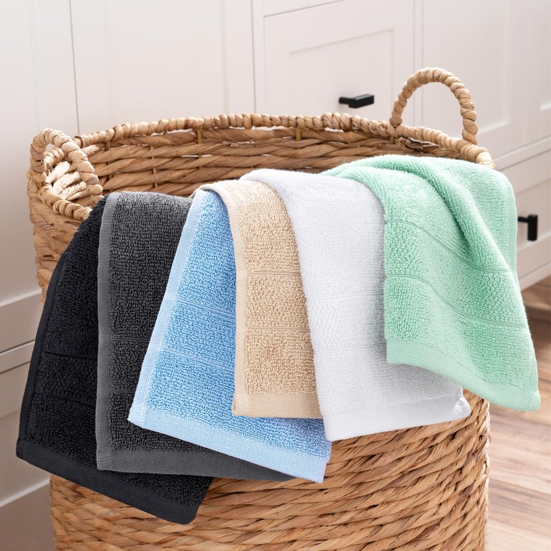 Arkwright Premium Washcloths - (Pack of 24) - Soft & Absorbent, 100% Ringspun Cotton, Contemporary Design Wash Cloths with Dobby, Multipurpose Fingertip Towels, Beige