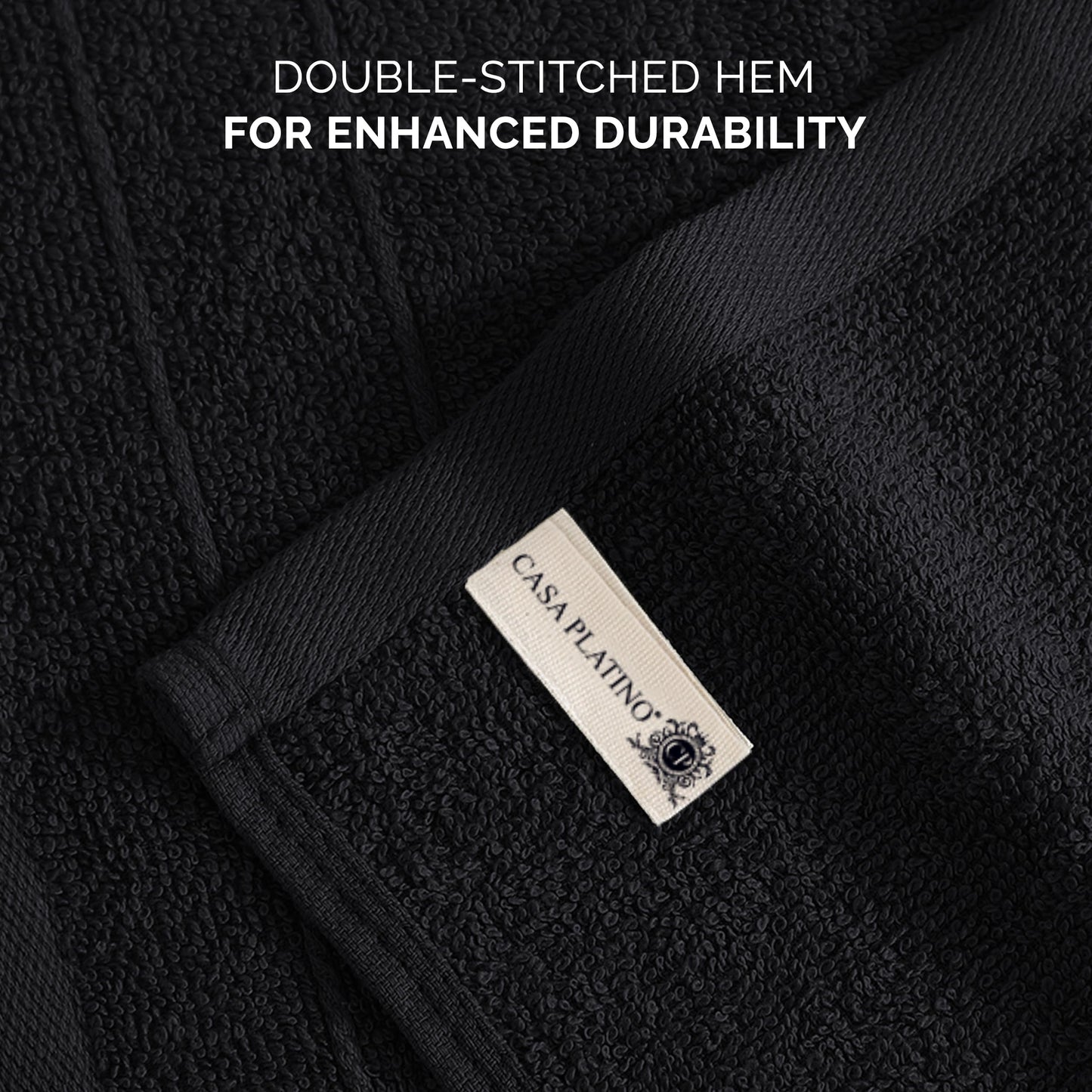 Casa Platino Washcloths 6 Pack - 100% Ringspun Cotton Washcloths - 13"x13"- Soft Textured, Well Stitched, Lightweight Towel - Absorbent & Durable - Perfect for Daily use - Black Wash Cloths