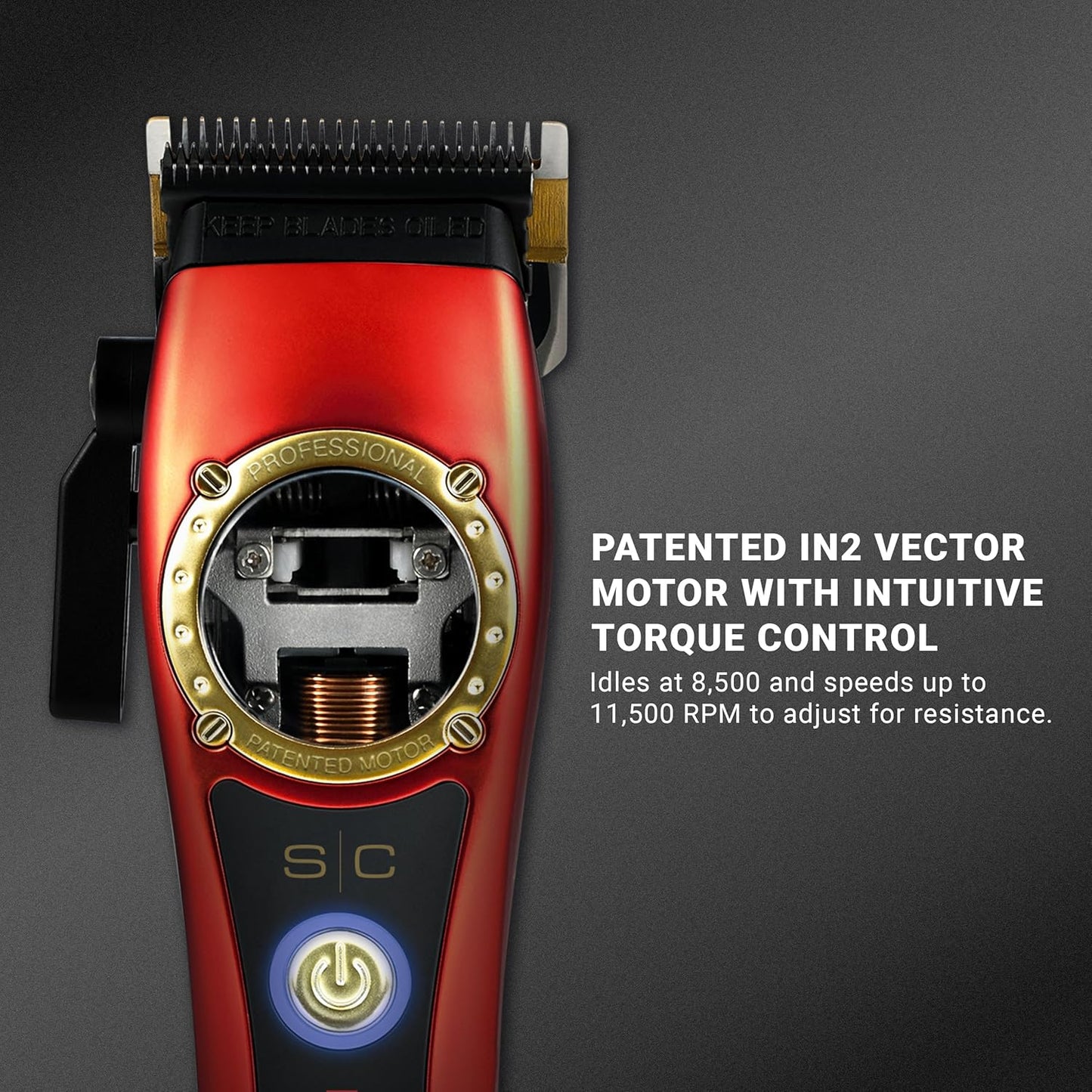 Stylecraft Professional Cordless Hair Clipper - IN2 Vector Motor with Torque Control | 3 Modular Lids
