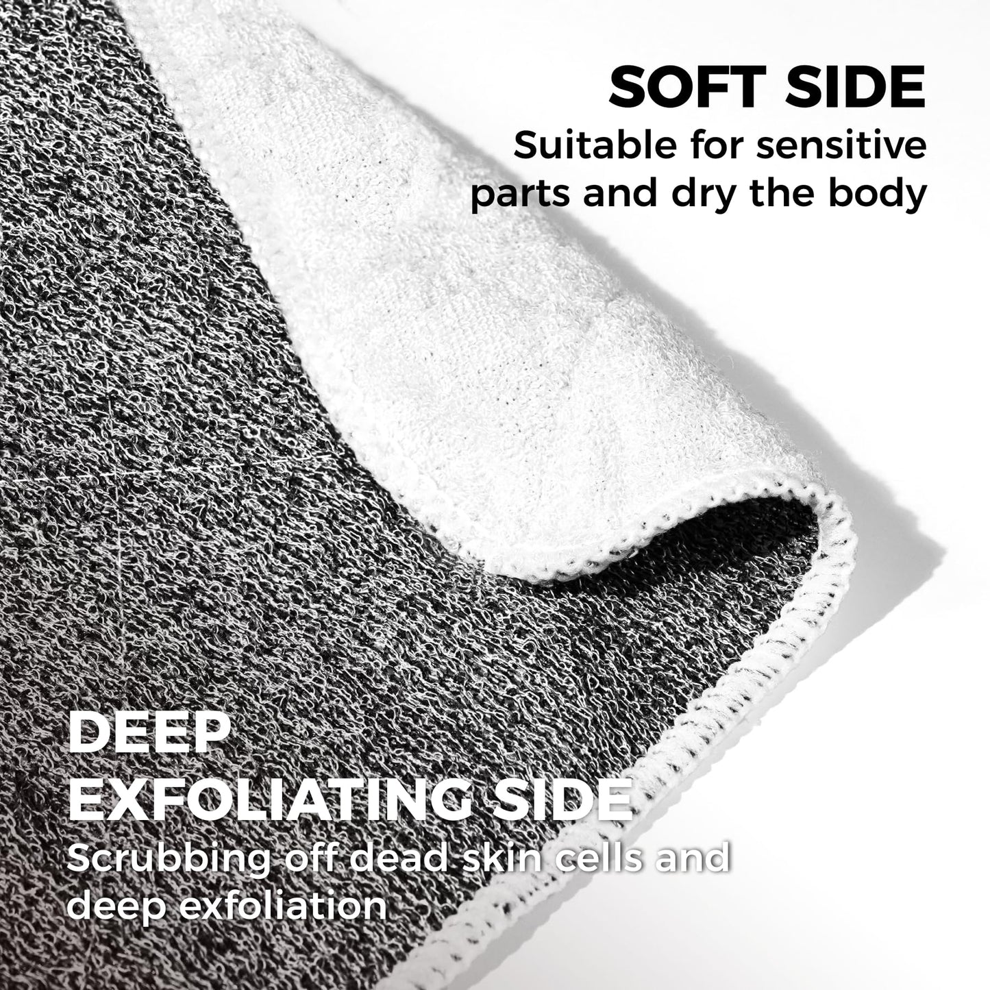 ZOMCHI 2 Count Washcloth, Exfoliating Washcloth for Dead Skin Removal, Dual Sided Exfoliating Washcloths (Deep and Soft)