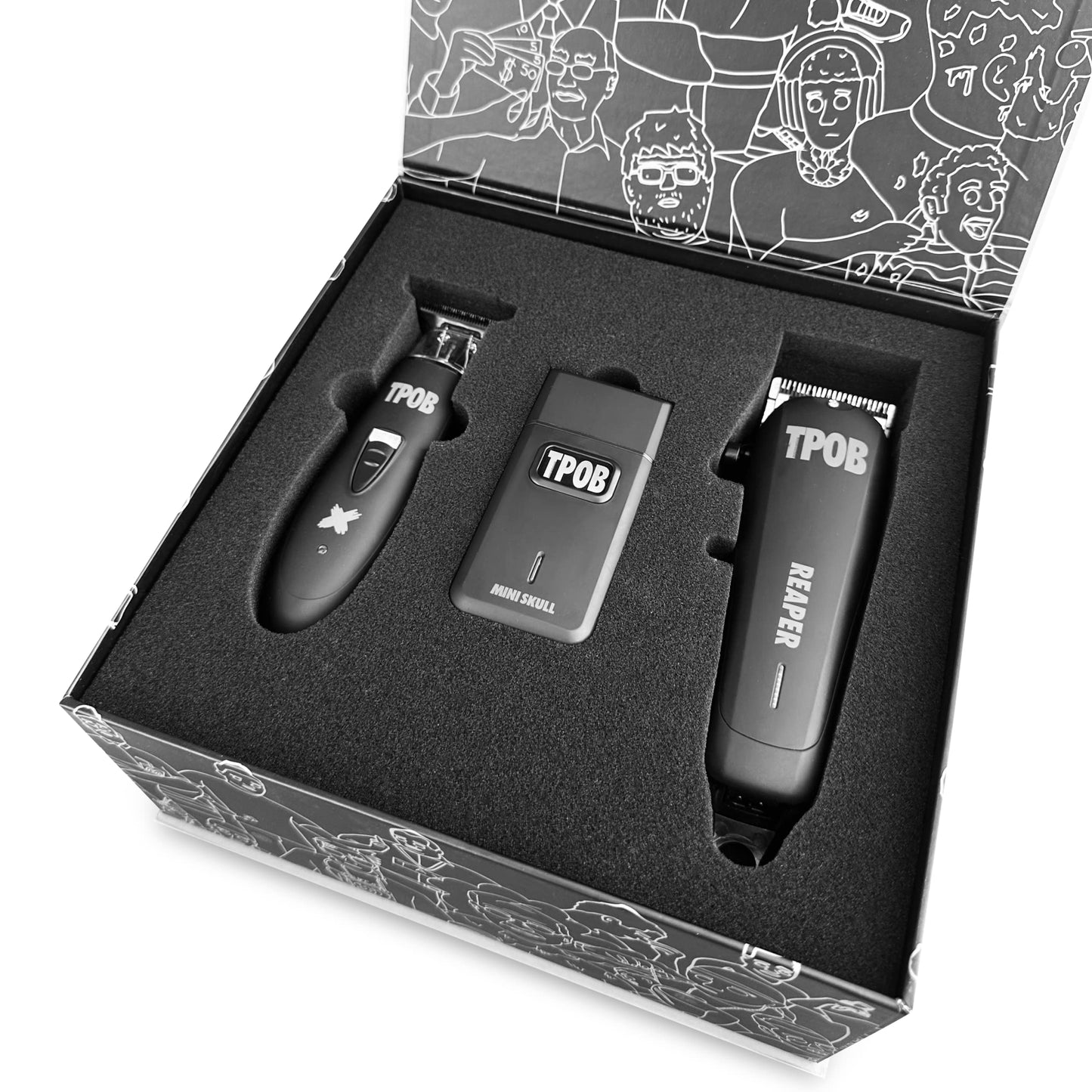 TPOB Slime 2 Black Clipper Trimmer Shaver Set Barber Hair Clippers for Men 6800 RPM with Rubber Case